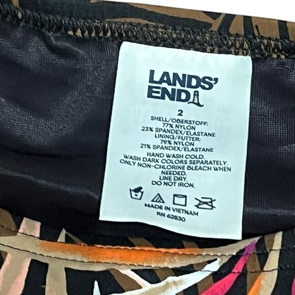 Lands’ End Women’s Tropical Palm Tankini Swim Top, Size 2, New - Picture 3 of 5